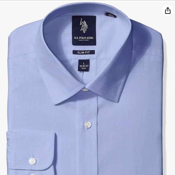 U.S. Polo Assn. Men's Wrinkle-Resistant Shirt, Ice Blue, Size 14 1/2 Neck - Picture 8 of 8